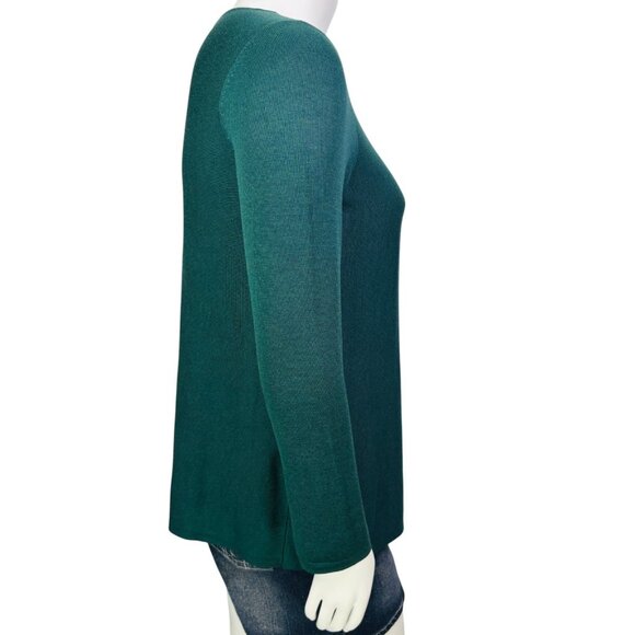 Eileen Fisher Womens Tencel Silk Round Neck Sweater Pine Green Pullover Size L - Picture 5 of 12